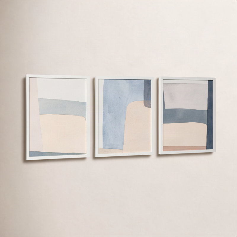 «Grey Hue» par Julia Balfour - ensemble de 3 reproductions encadrées, H 20 po x l 48 po, Papier dans un cadre photo, Noir