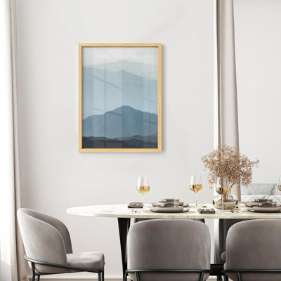 Misty Blue Mountain Ranges Tranquil Nature Illustration petit décor, œuvre d'art
