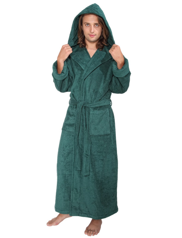 Peignoir à capuche mâle 100% coton avec capuche Bulloch, XXL, Vert forêt