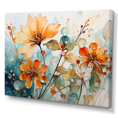 «Peach Transparent Botany Floral Elegance - Plants», reproduction d'art sur toile