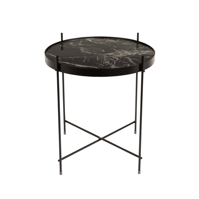 Cupid Glass End Table, Black, 16"H x 25"W x25"D