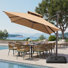 Parasol en porte-à-faux extérieur décalé carré 116 po x 116 po avec base lestée
