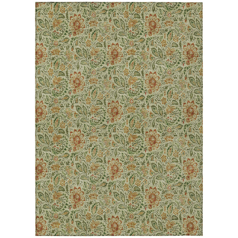 Fareham Washable Floral Indoor / Outdoor Rug, Rectangle 8' x 10'