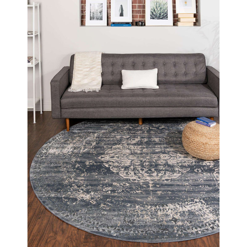 Parrado Ikat Indoor Rug, Round 4'