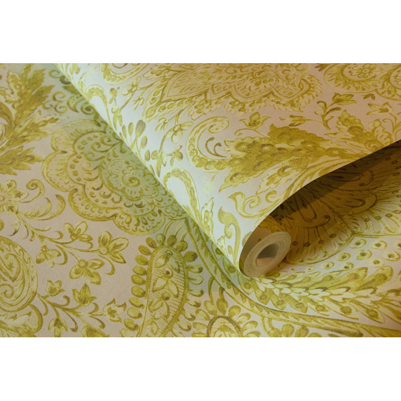 Armillia Tahiti Inspired Damask 8.5 m x 70cm Wallpaper Roll, Pineapple