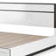 Ensemble de chambre à coucher grand lit, blanc, bois gris métallique, ensemble de 3 pièces avec 2 tables de chevet-130997580