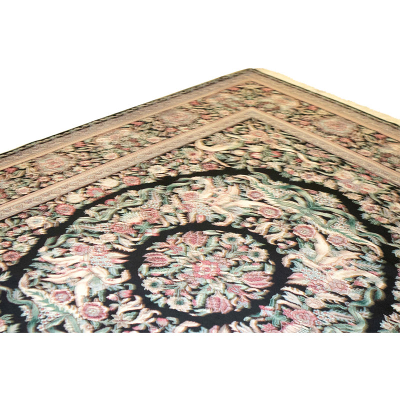 High-Quality Hand-Knotted Black Area Rug
