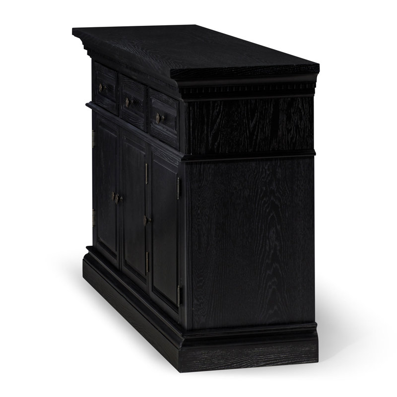 Theo Antiqued Black Wooden Sideboard with Raised Panel Doors