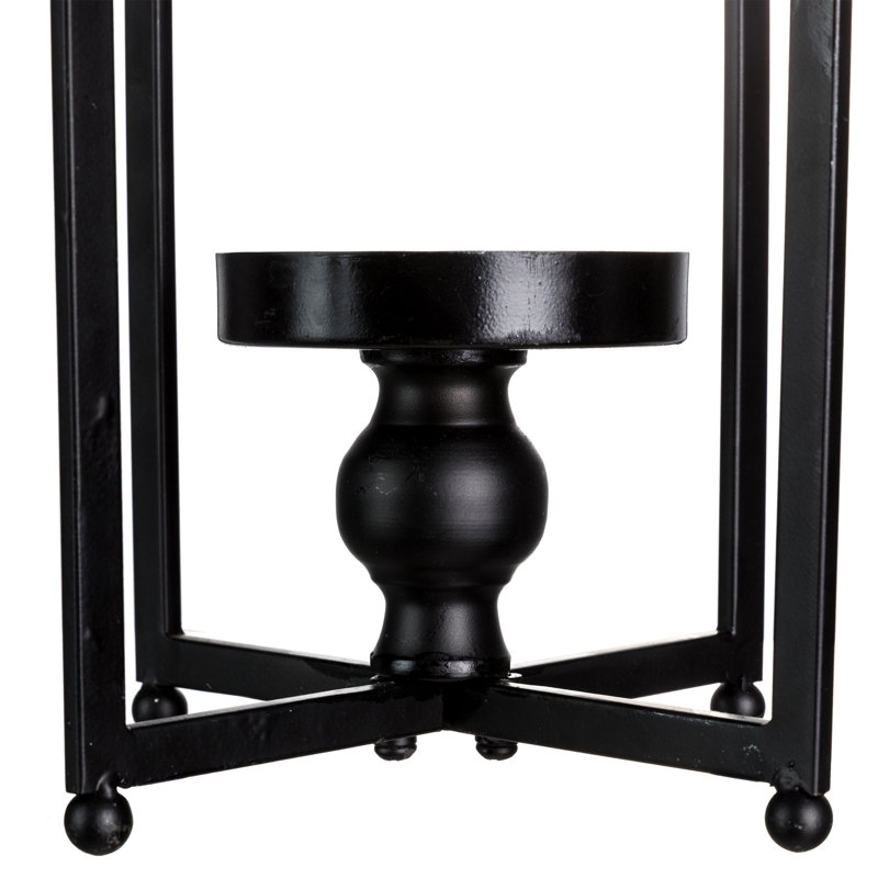 Porte-lanterne en fer, H 22 po x l 10,5 po x P 10,5 po, Noir, 1
