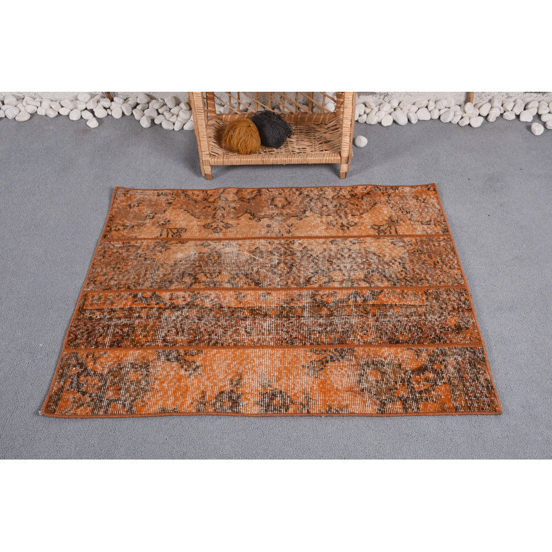 Tapis de 2,9 x 3,6 pi, tapis modernes, tapis turc, tapis rétro, tapis modernes orange, tapis de sol