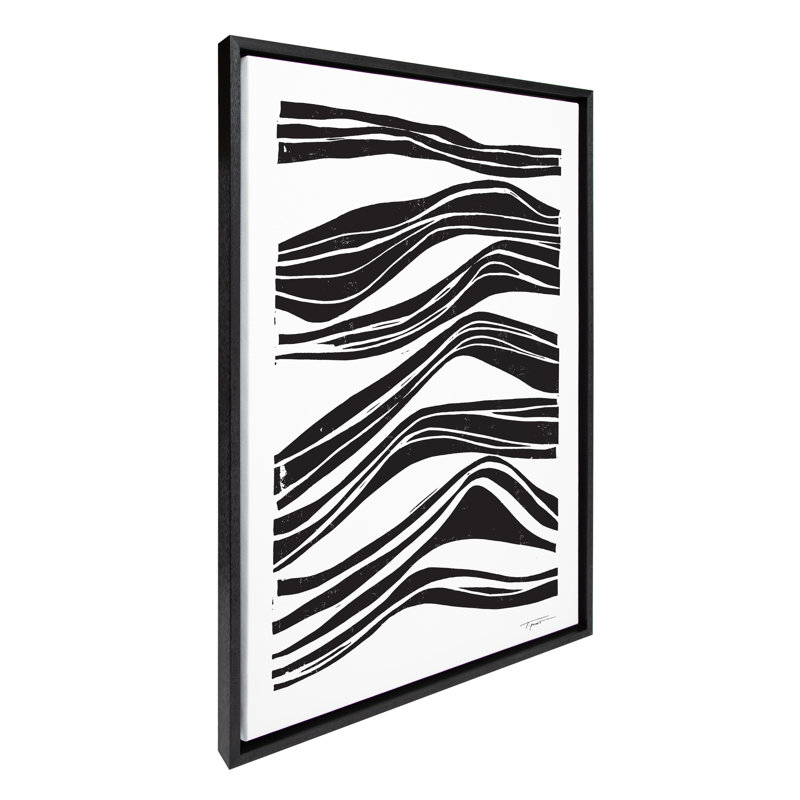 «Abstract Waves» par déclaration sur toile encadrée, Noir