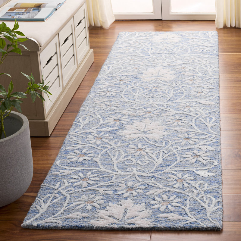 Glamour 610 Hand Tufted 45% Wool; 45% Viscose; 10% Cotton Floral Rug, Runner 2'3" x 8'