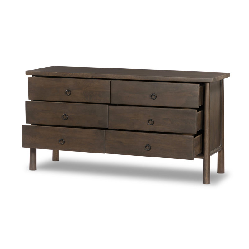 Freddie 6 Drawer Dresser-Brown, Brown