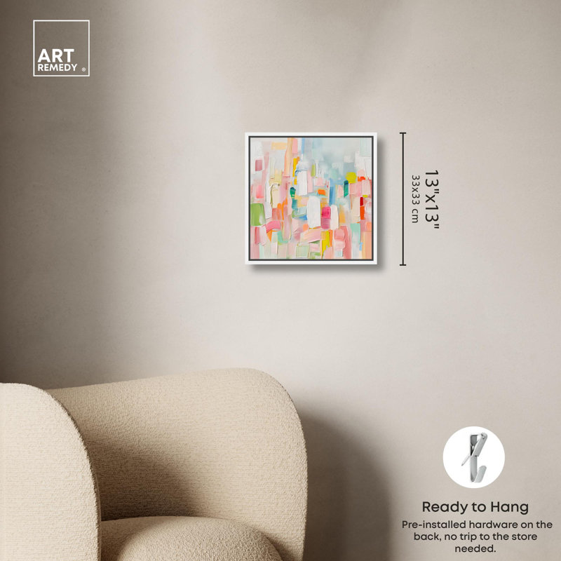 Color Symphony I Canvas Spring Abstracts par Art Remedy, H 13 po x l 13 po, Encadrement blanc, Blanc