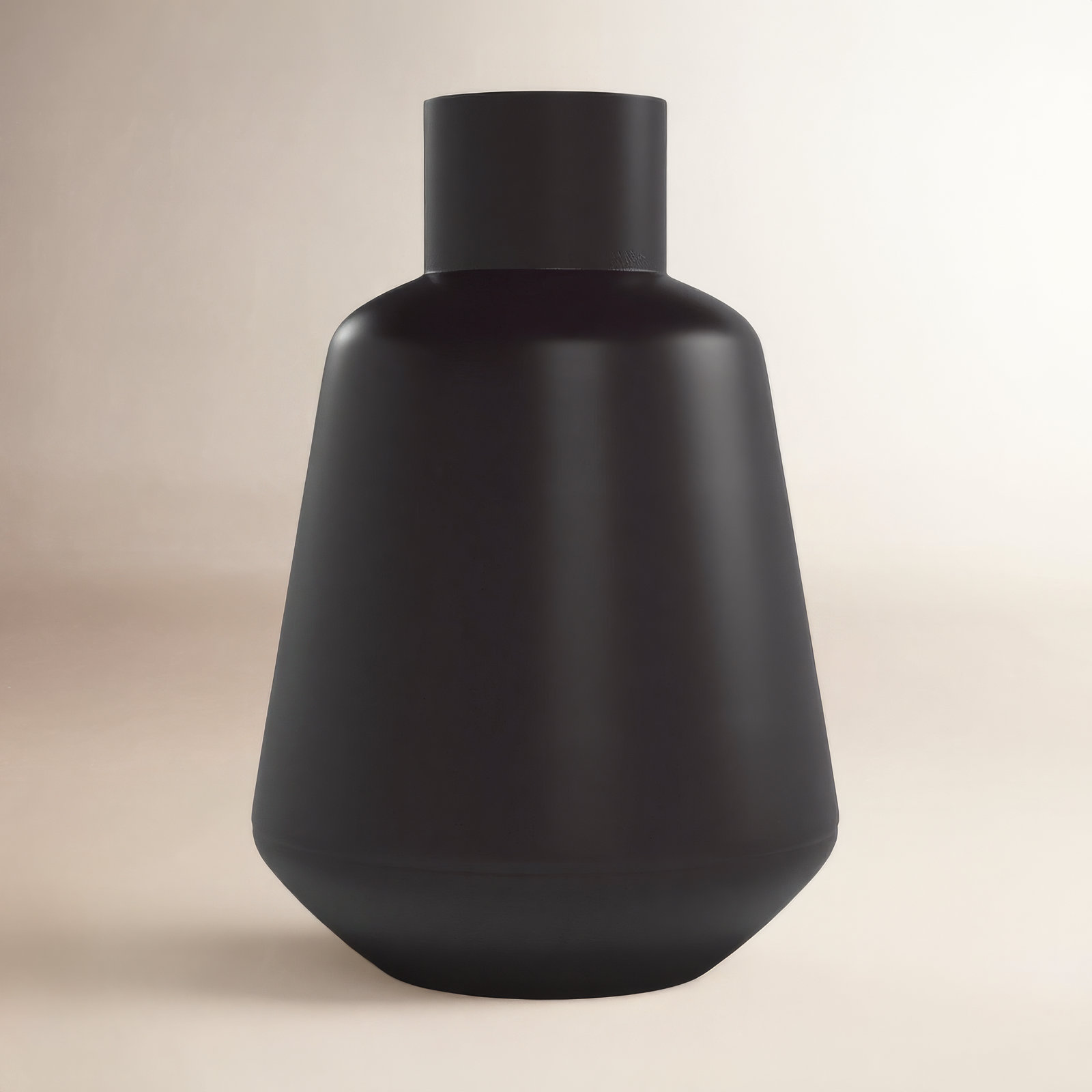 Glass Decorative Vase with Gold Rim, Black