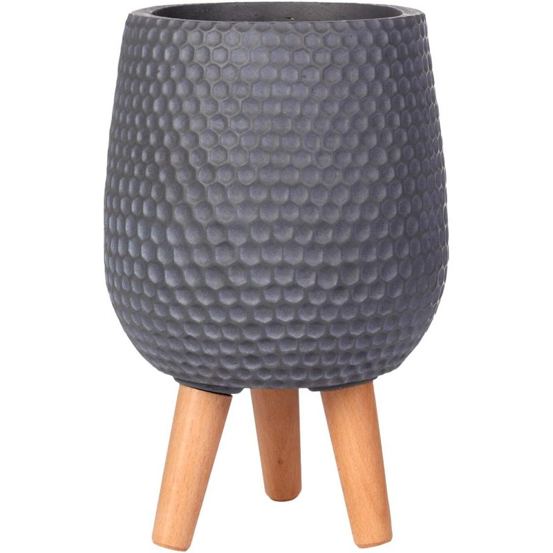 Honeycomb Style Egg Planter with Feet, Dark Grey, 34cm H x 22cm W x 22cm D