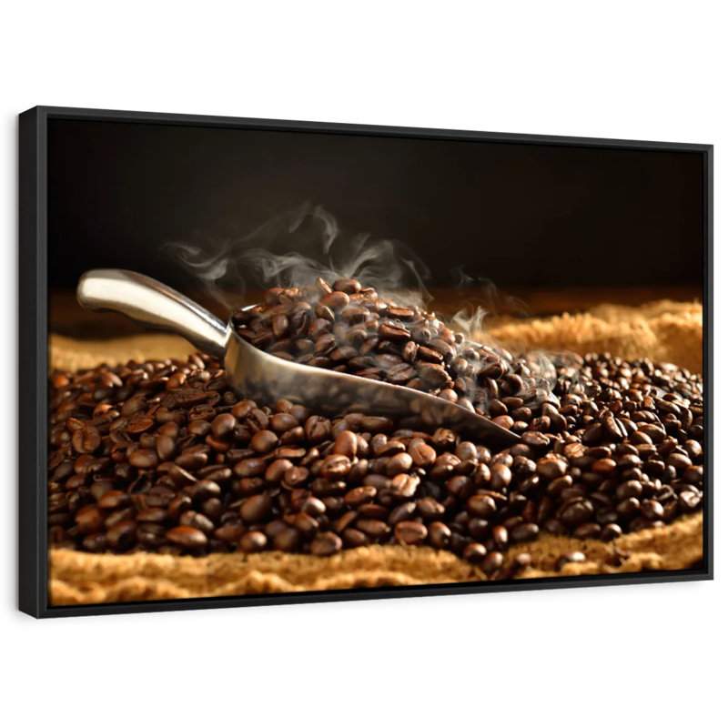 "Art des grains de café torréfiés frais", H 13 po x l 19 po