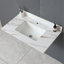 Comptoir de meuble-lavabo en marbre 37 po, comptoir de salle de bain avec lavabo central encastré rectangulaire et dosseret de 4 po de hauteur, comptoir pré-percé, blanc de Carrare avec veines