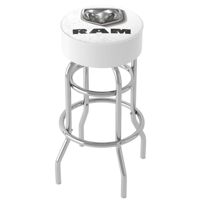 Swivel Upholstered Counter Stool with Metal Frame, White