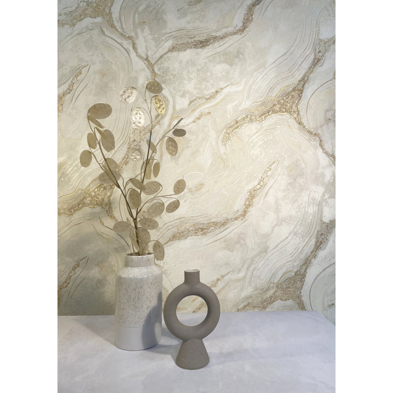 Crozet 10.05m x 53cm Textured Glitter Wallpaper Roll, Natural