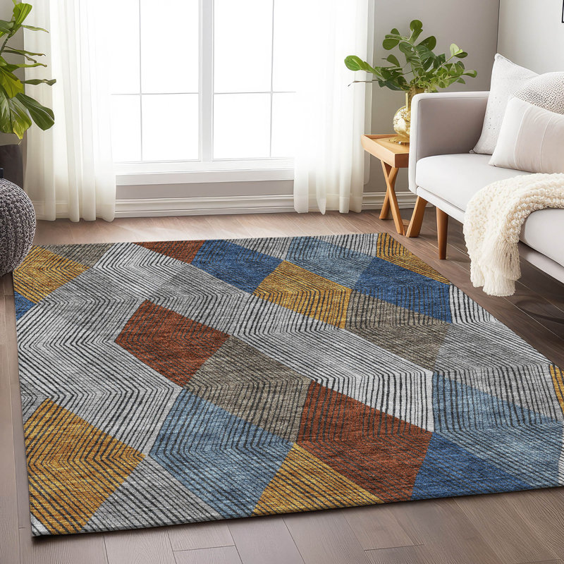 Premium Machine Washable Prisco Gray Rug, Rectangle 3' x 5'