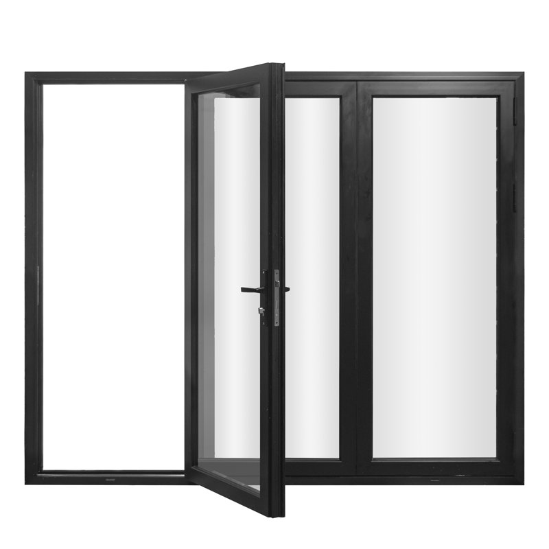 Porte de patio pliante en aluminium à 3 panneaux de 96 po de largeur KaMic VersaFold, L 96 po x H 96 po, Blanc
