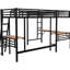Lit simple noir en métal avec deux bureaux intégrés - chambre à coucher moderne mezzanine indispensable pour écrire des articles et créer du contenu