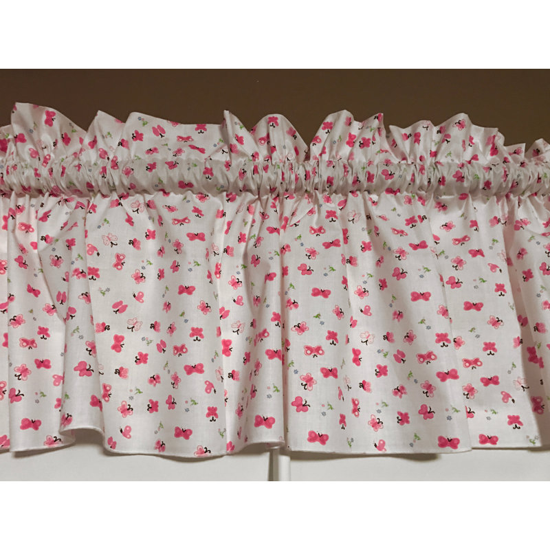 Jarmo Cotton Blend Floral Tailored Window Valance, 58" W x 20" L, Pink