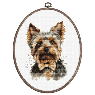 Kit de broderie au point de croix compté Yorkshire Terrier avec tambour à broder par Luca-S BC228L