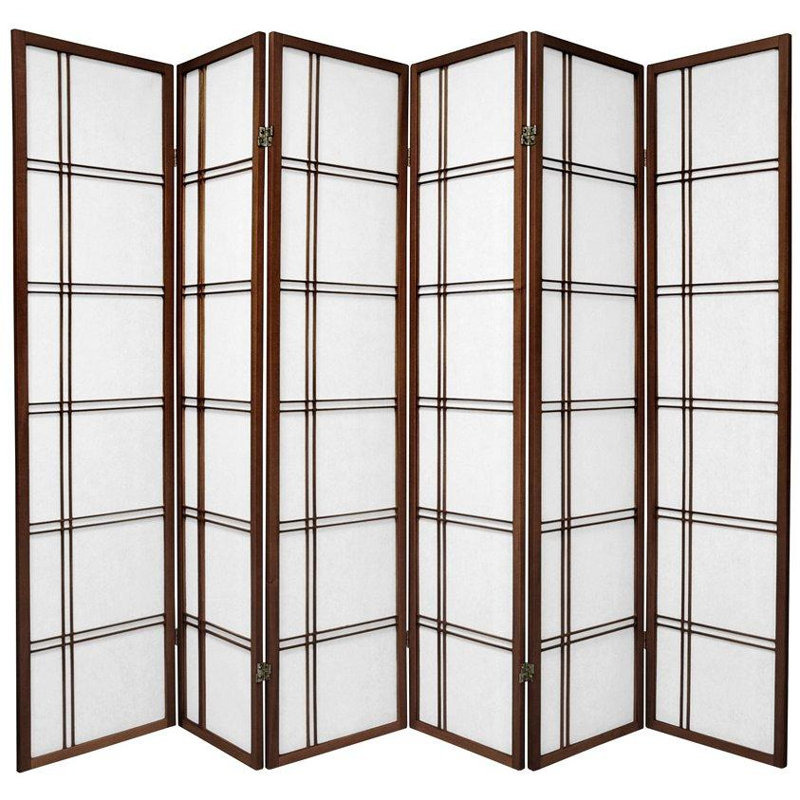 Cloison en papier de riz pliable Keitez, Noyer, 6