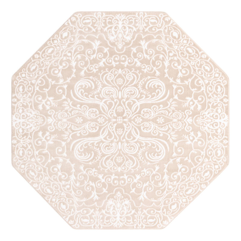 Tapis beige à motif oriental Anah, Octogone 6 pi x 6 pi