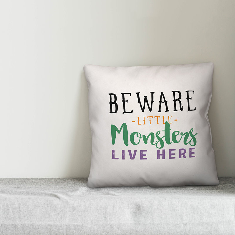  Coussin Beware Little Monsters Live Here, Utilisation intérieure/extérieure, 20 po x 20 po