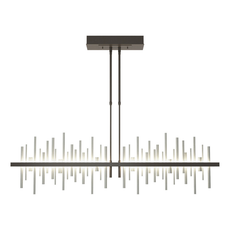 Cityscape 1 - Light Kitchen Island Linear LED Pendant, Sterling, Dark Smoke