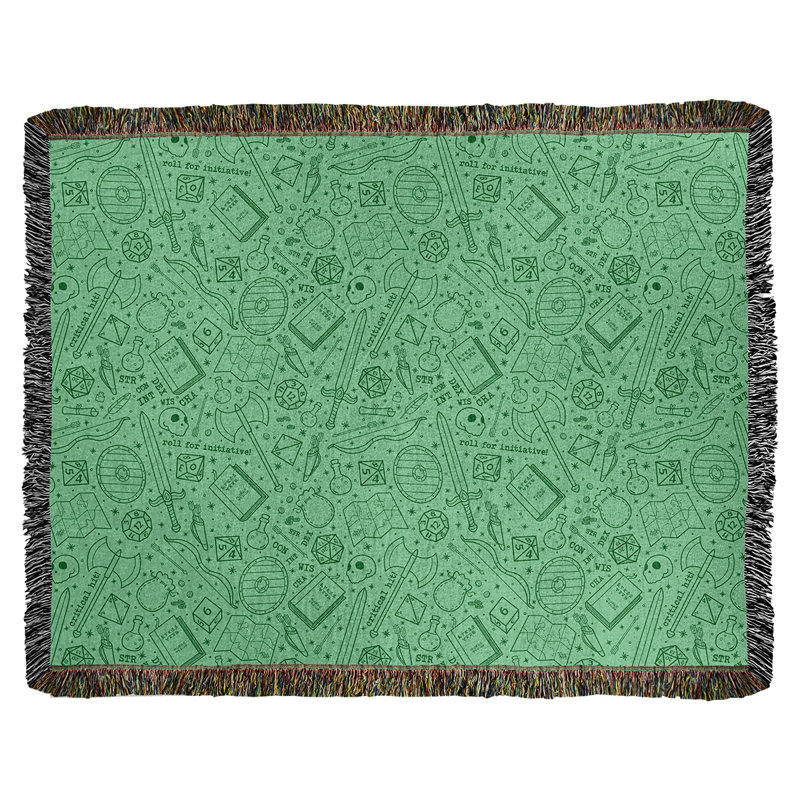 Couverture en coton tissé Katelyn Elizabeth, l 60 po x L 80 po, Vert