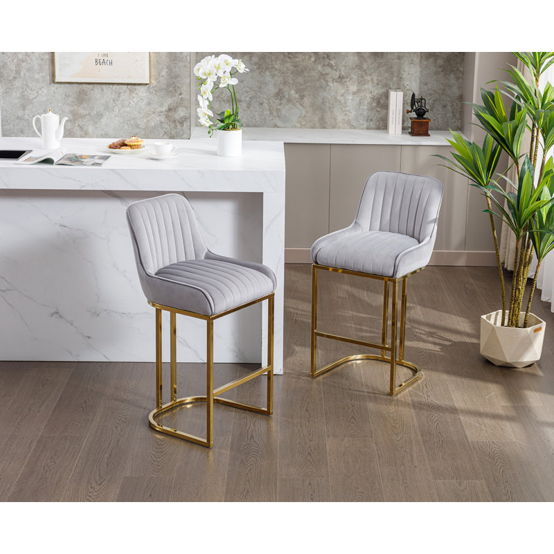 Besik Counter Stool with Metal Frame, in Grey