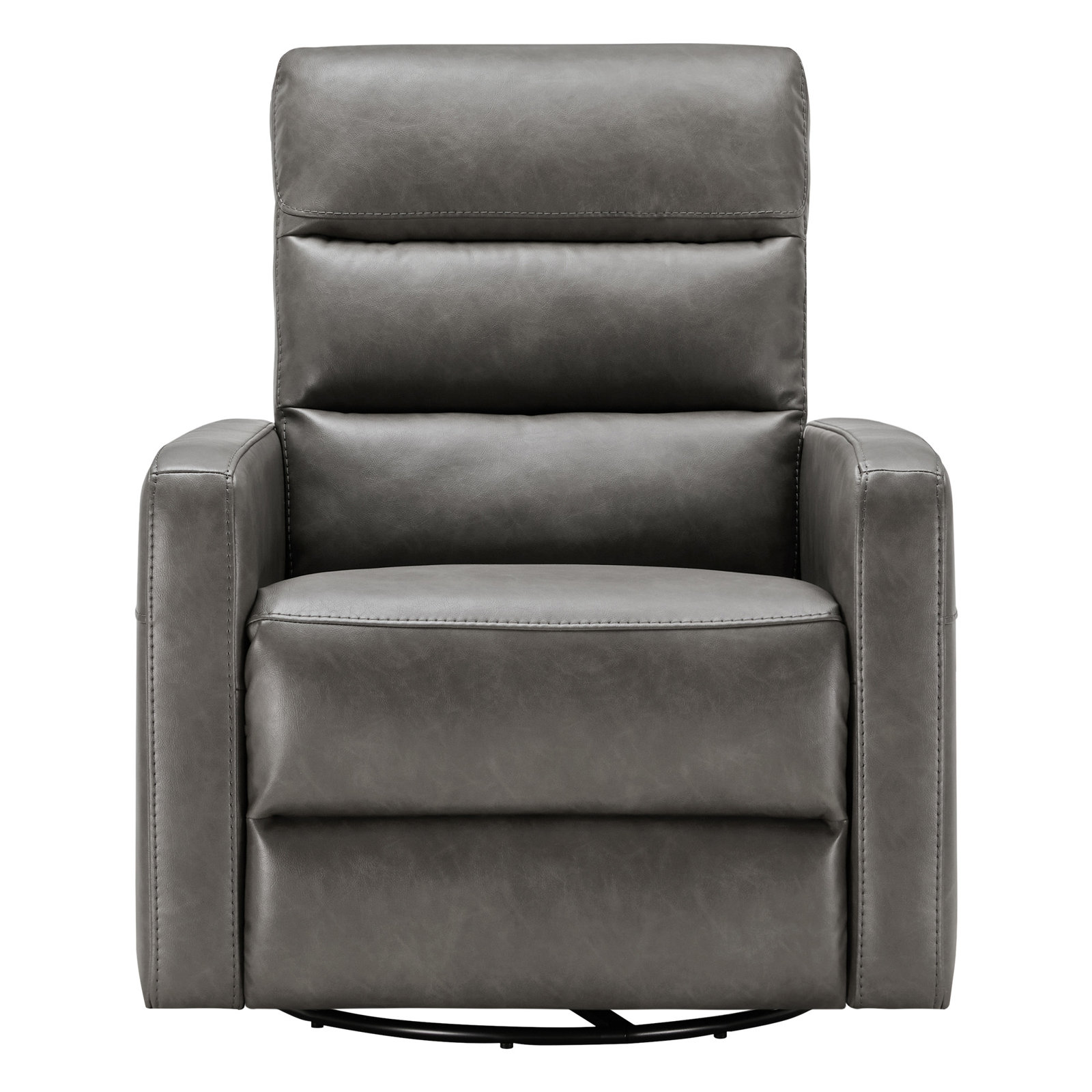 Mila 33" Genuine Leather Swivel Power Recliner, Copley Pewter Vegan Leather