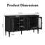 Buffet 4 portes de 147 cm (58 po) avec portes vitrées et pieds en bois massif, noir-1738492432