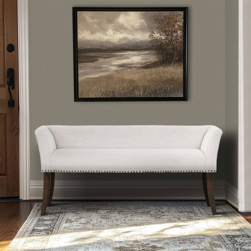 Banc rembourré Welburn crème, Crème