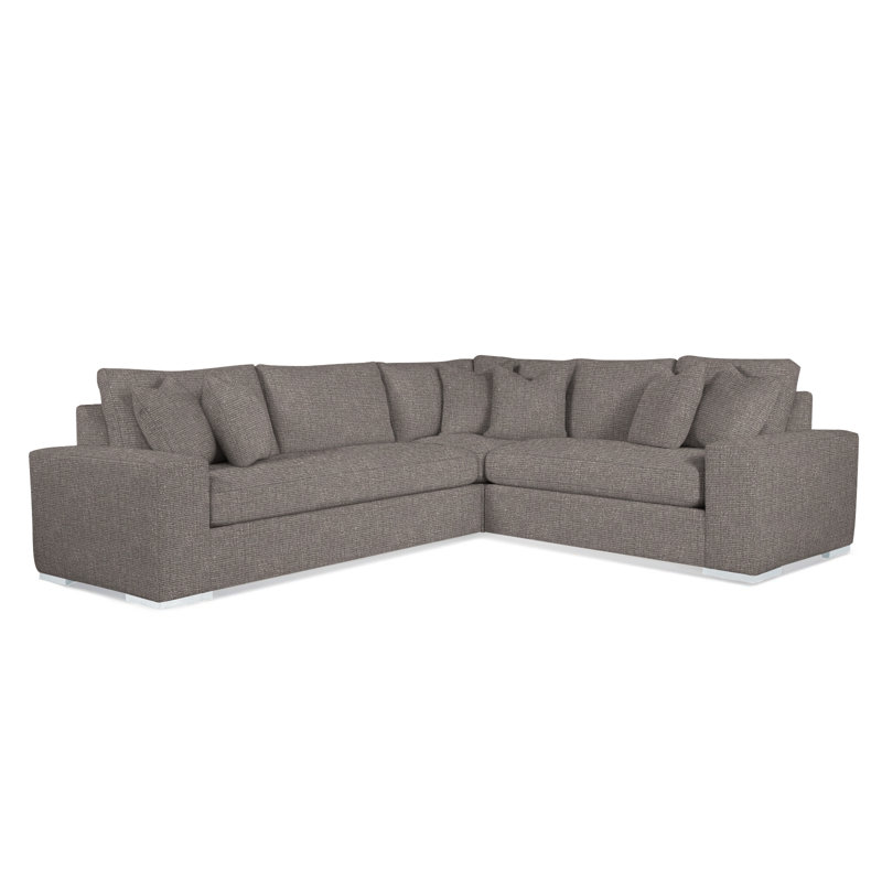 Memphis Sectional, Frost White, Right Hand Facing, Brown Geometric, 0456-33