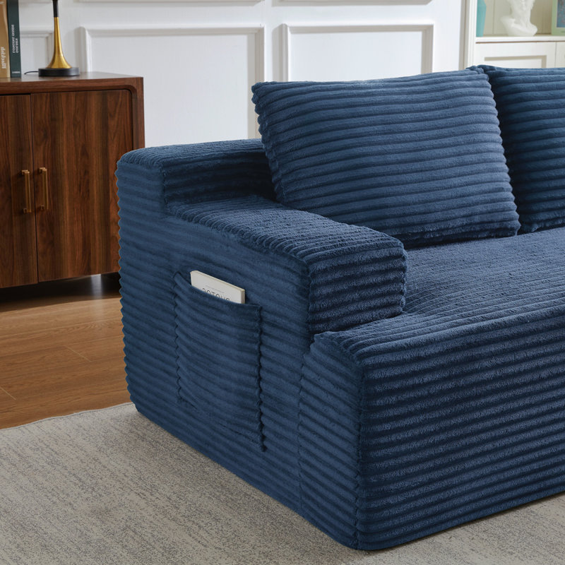 Canapé modulaire en L avec siège profond, sans assemblage requis, canapé modulaire pour salon, chambre à coucher, appartement, bleu