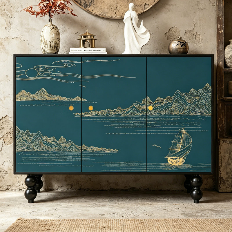 Chinese Style Wooden Entryway Storage Cabinet