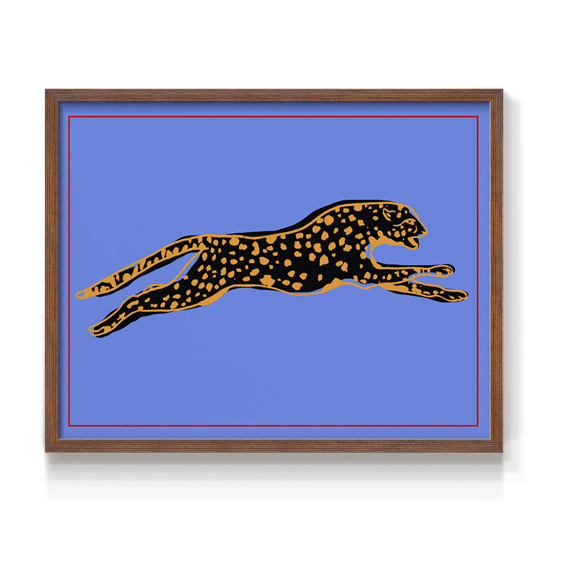 The Wild Leopard II -Framed Print - Restickable, H 16 po x l 20 po, Noyer