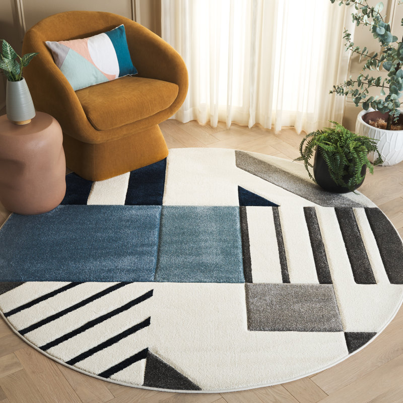 Tapis à motif géométrique Jeromie Performance, Carré 6 pi 7 po