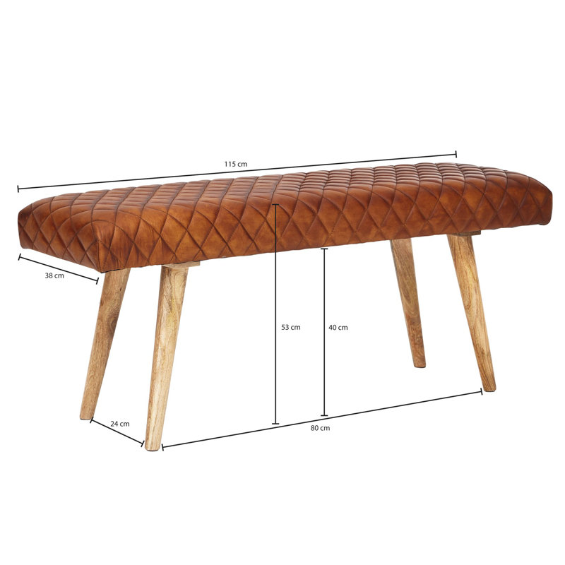 Pilar 100% Leather Upholstered Bench