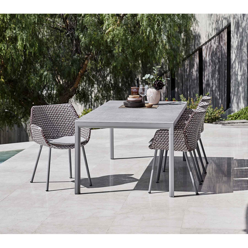Drop Outdoor Dining Table, 39.4" W x 78.8" L x 29.2" H, Light Gray, Gray