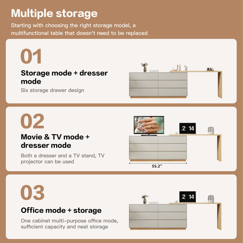 L-Shaped Desk with 6 Drawer Chest, Extending Computer Desk in Light Grey and Oak Effect Fast Dispatch From UK Warehouse – Dispatched Within 2 Days