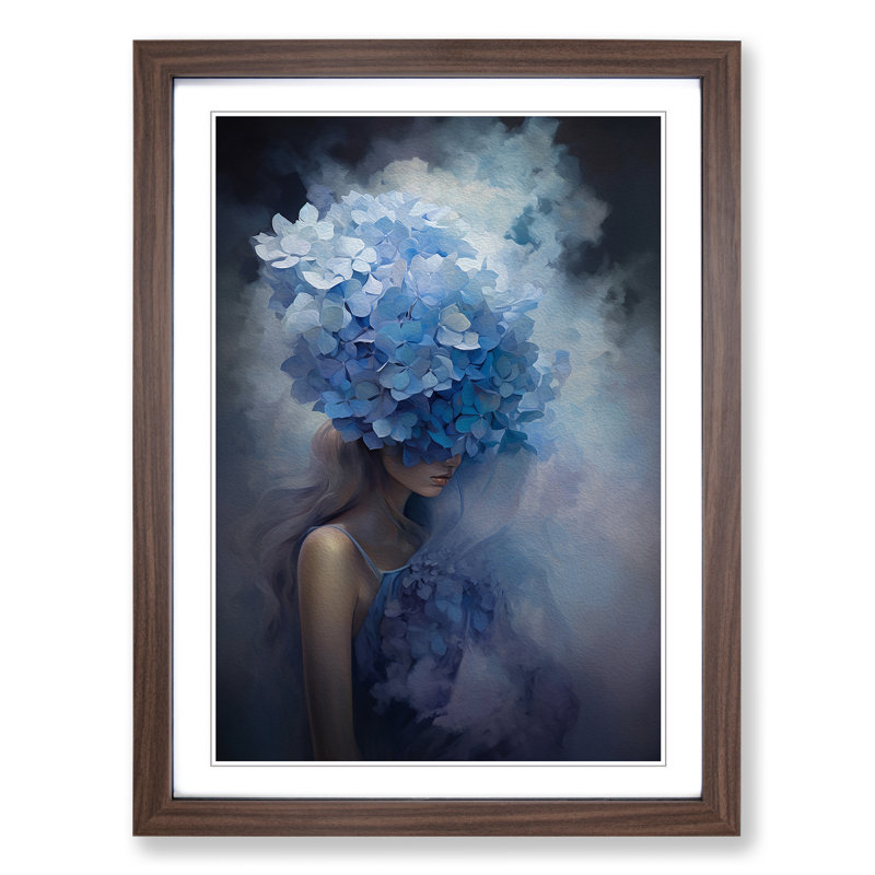 Hydrangea Conceptual - Framed Print, 46cm H x 34cm W x 2cm D, Walnut 