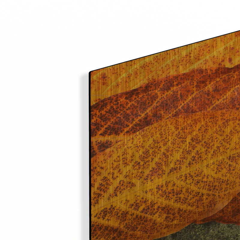 «Three Leaves» par Jan Bell, art mural en métal doré, 12 po x 12 po, 12 po x 12 po