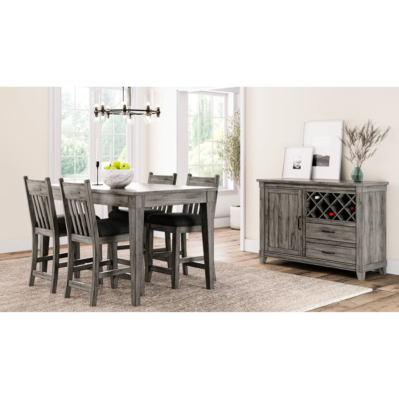 Table de salle à manger à hauteur de comptoir rustique gris, 60 po de long, 36 po de large, bois massif + fabrication artisanale 60 po de long et 36 po de largeur
