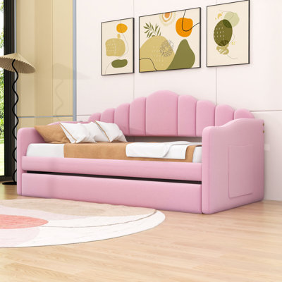 Twin Upholstered Daybed with USB Charging Ports and Trundle by Mercer41